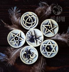 silicone mold with symbols. pentagram candle. mold ttriskelion. mold om symbol, yin yang candle