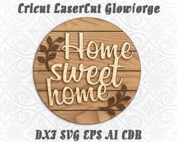 Home sweet home ornament decorative, vector files for plywood, laser cut, glowforge, cnc, any thickness, DXF CDR ai eps
