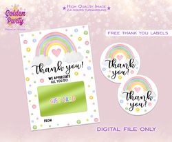 Teacher thank you card, Teacher Appreciation, Rainbow Appreciation Tag, Teacher gift Printable, Teacher Birthday
