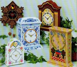 digital | vintage plastic canvas pattern clocks | plastic canvas 7-count | english pdf template
