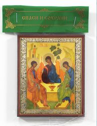 St Trinity (Andrei Rublev), wooden icon 2,5 x 3,5"