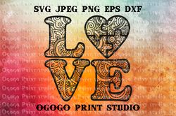 Love SVG, Autism Awareness svg, Zentangle SVG, Puzzle svg