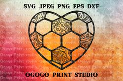 Football svg, Heart SVG, Mandala svg, Zentangle SVG, Soccer, Handmade