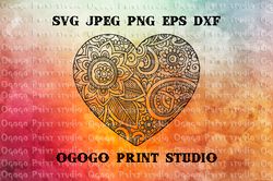 Heart SVG, Zentangle SVG, Mandala svg, Valentines day svg