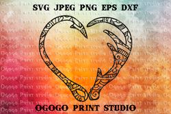 Hunting SVG, Zentangle SVG, Heart SVG, Fishing svg, Mandala, Handmade