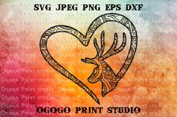 Deer Love svg, Mandala svg, Christmas svg, Zentangle SVG