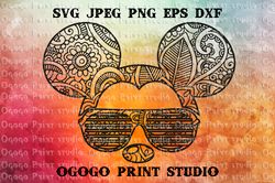 Mickey Mouse SVG, Mandala svg, Cartoon Character, Zentangle SVG, Handmade