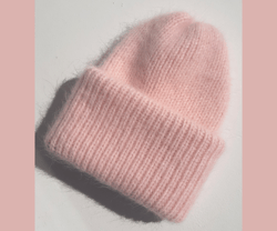 Angora hat in pink color