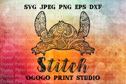 Stitch SVG, Mandala svg, Cartoon Character, Zentangle SVG