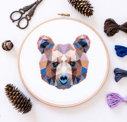 Geometric Bear Cross Stitch Pattern