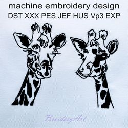 Giraffes machine embroidery design