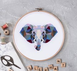 Geometric Elephant Cross Stitch Pattern