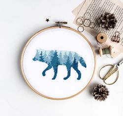 Wolf Silhouette Cross Stitch Pattern