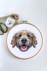 Geometric Retriever Dog Cross Stitch Pattern
