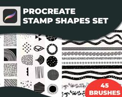 Procreate Stamp Shapes Set, Procreate brushes, Procreate stamp, Shapes Procreate, Procreate pack. Digital Download