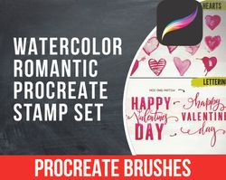 Watercolor Romantic Procreate Stamp Set, Watercolor Stamp Procreate, Valentines Stamp Procreate, Watercolor brushes