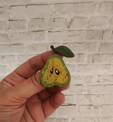 Brooch / Wooden Brooch / Painted Brooch / Pear Brooch/ Eco-friendly brooch / Gift for a girl / For a stylish image / Pin