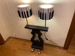 Floor lamp made from an old grand piano