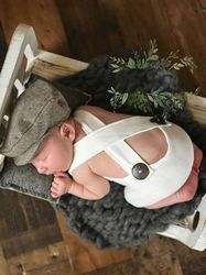 Newborn Infant Baby Knitted Button Footless Romper Overalls Photography Baby Shower Gift