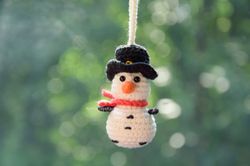 snowman tree decor, winter snowman car charm gift for him, christmas snowman car charm