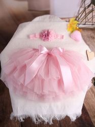 Baby Girls Newborn Tutu Skirt & Headband Outfit Set Photo Shoot Prop 0-1 Months Photography Set