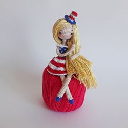 American princess doll, Miss America, amigurumi doll, american flag doll, handmade american doll