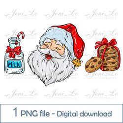 Christmas cookies Santa Milk 1 PNG file Merry Christmas Sublimation Kids Christmas clipart design Digital download