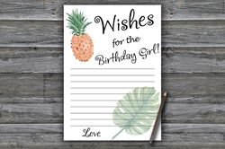 Pineapple Wishes for the birthday girl,Adult Birthday party game printable-fun games for her-Instant download