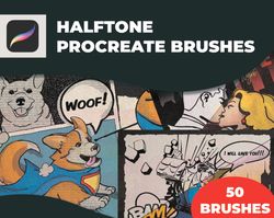 Halftone Procreate Brushes. Lines, dots, tiny squares, and inky scratсhes, many various types of brush textures