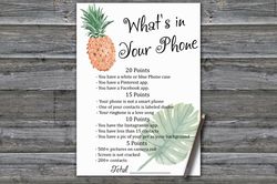 Pineapple What's in Your Phone Game,Adult Birthday party game printable-fun game for her-Instant download