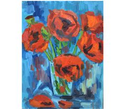 poppies painting, oil painting, flowers painting, oil art, poppies art