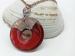 Ring of Fire necklace Resin necklace electroformed