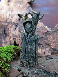 Horned God Cernunnos figurine Pagan altar statuette Spirit Shaman doll Forest god Wicca statue Primitive small figure