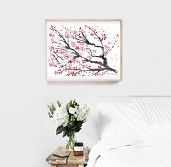Cherry Blossom Art Tree Original Painting Japanese Art Asian Blossoms Artwork