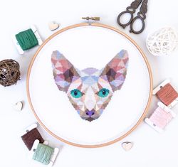 Geometric Sphynx Cat Cross Stitch Pattern