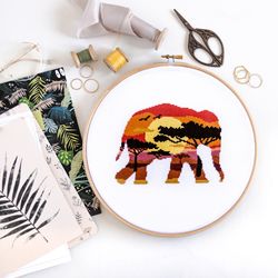 Safari Elephant Cross Stitch Pattern