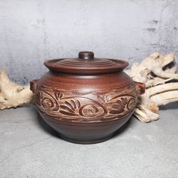 Pottery handmade casserole 101.44 fl.oz  Handmade red clay Cooking Pot