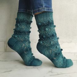 beautiful warm hand-knitted wool socks