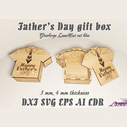 Vector model Father's day gift box for laser cut cnc, 3, 4, mm, glowforge, DXF CDR ai eps svg vector files for laser cut