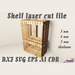 Rack/shelf (390x270x150 mm) vector model for laser cut cnc plan, 3,4,5 mm, DXF CDR ai eps svg files, glowforge