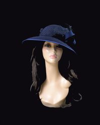 wide brim felt hat woman,audrey hepburn hat, Breakfast at Tiffany hat