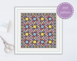 LP0029 Folk cross stitch pattern for begginer - Easy xstitch pattern in PDF format - Instant download - Floral pattern
