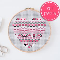 LP0052 Valentines day cross stitch pattern for begginer - Heart love xstitch pattern in PDF format - Instant download