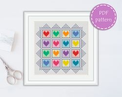 LP0057 Valentines day cross stitch pattern for begginer - Heart love xstitch pattern in PDF format - Instant download