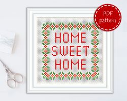 LP0069 Home sweet home cross stitch pattern for begginer - Lettering xstitch pattern in PDF format - Instant download