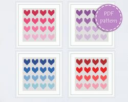 LP0077 Valentines day cross stitch pattern for begginer - Heart love xstitch pattern in PDF format - Instant download