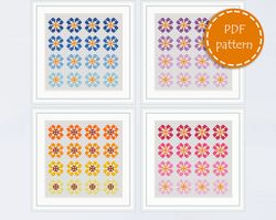 LP0079 Floral cross stitch pattern for begginer - Sampler xstitch pattern in PDF format - Instant download