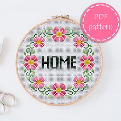 LP0083 Home sweet home cross stitch pattern for begginer - Lettering xstitch pattern in PDF format - Instant download