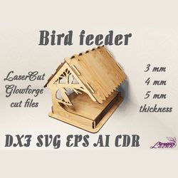 Bird feeders vector model for laser cut cnc (275x251x314 mm), 3, 4 and 5 mm models, glowforge, DXF CDR ai svg eps vector