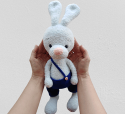 Bunny plush toy, Bunny plushie, Stuffed bunny animal, Amigurumi bunny for children, Comforter toy bunny with clothes